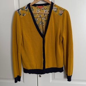 Modcloth Yellow Cardigan with Dark Blue Edges